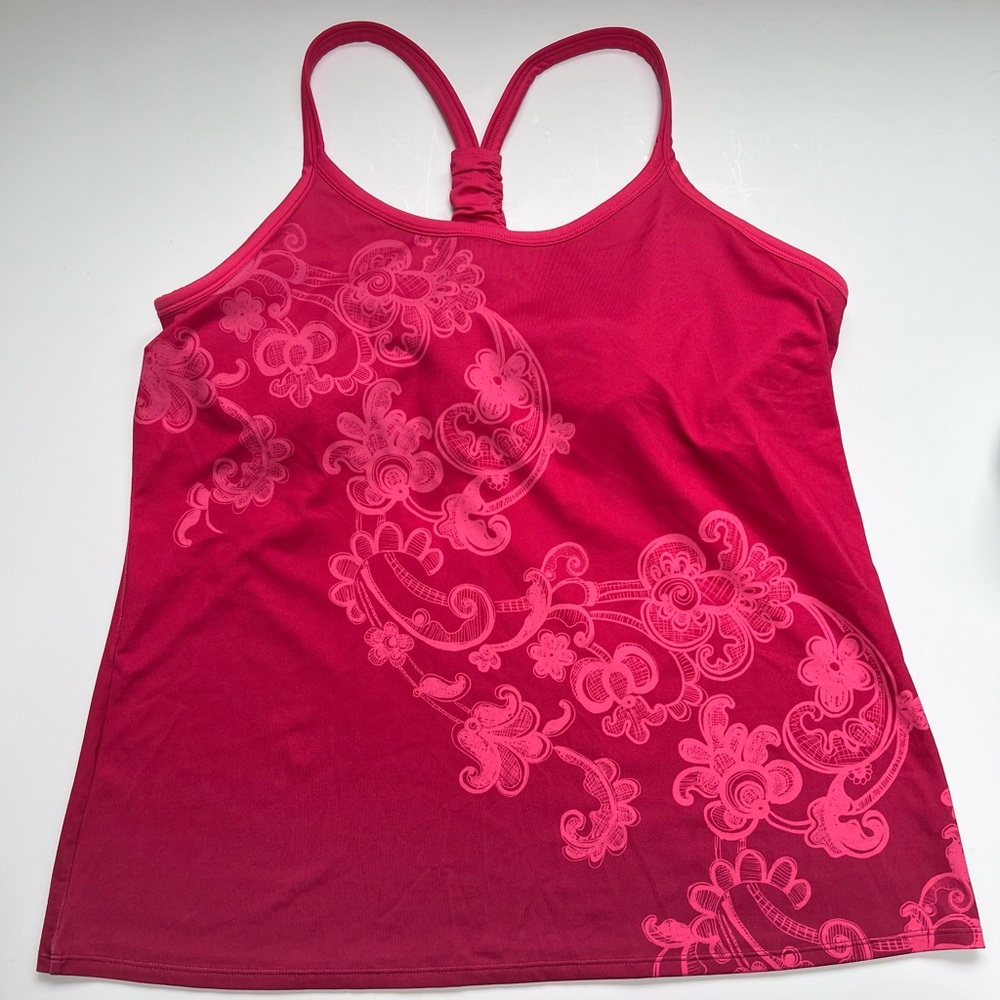 Athleta Pink Floral Print Racerback Tank